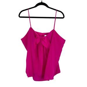 J. Crew Collection Hot Pink 100% Silk Bow Tank Top Women's XXL Party Babe Boss